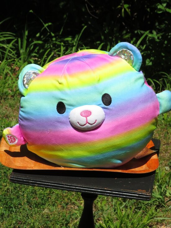build a bear Other - Build-A-Bear Rainbow Tie-Dye Squish Plush | 12" Holographic Ear Bear | EUC MINT